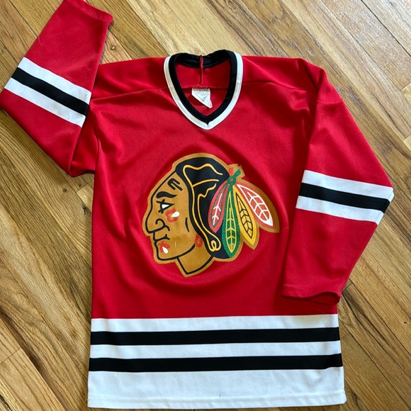 Vintage 80s CCM Chicago Blackhawks Jersey Youth Large